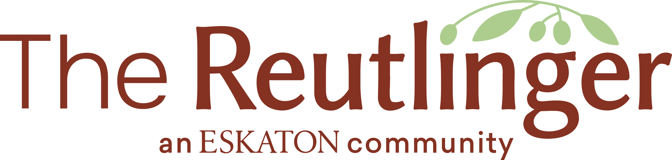 Logo for The Reutlinger, an Eskaton community, with green olive branch above the word Reutlinger and the phrase an Eskaton community underneath in smaller text.